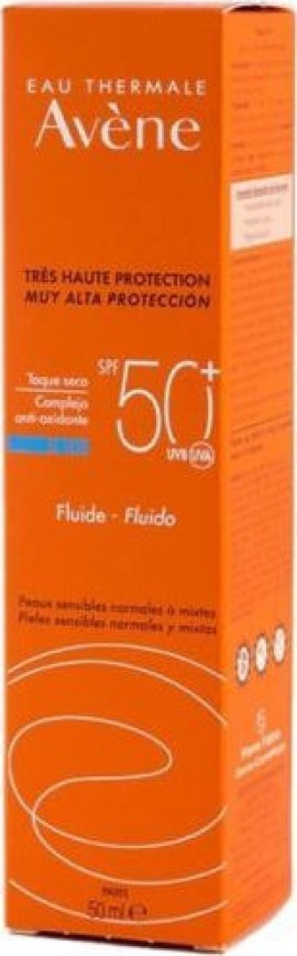 Avene Solaire Fluid SPF50 Αντηλιακή Κρέμα Προσώπου για Κανονική και Μικτή Ευαίσθητη Επιδερμίδα 50ml